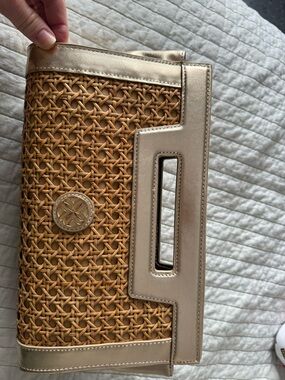 Liza Cane Clutch - Gold and Tan